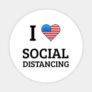 I Love Social Distancing American Heart Flag Tee Shirt, 4th of July T-shirt Magnet